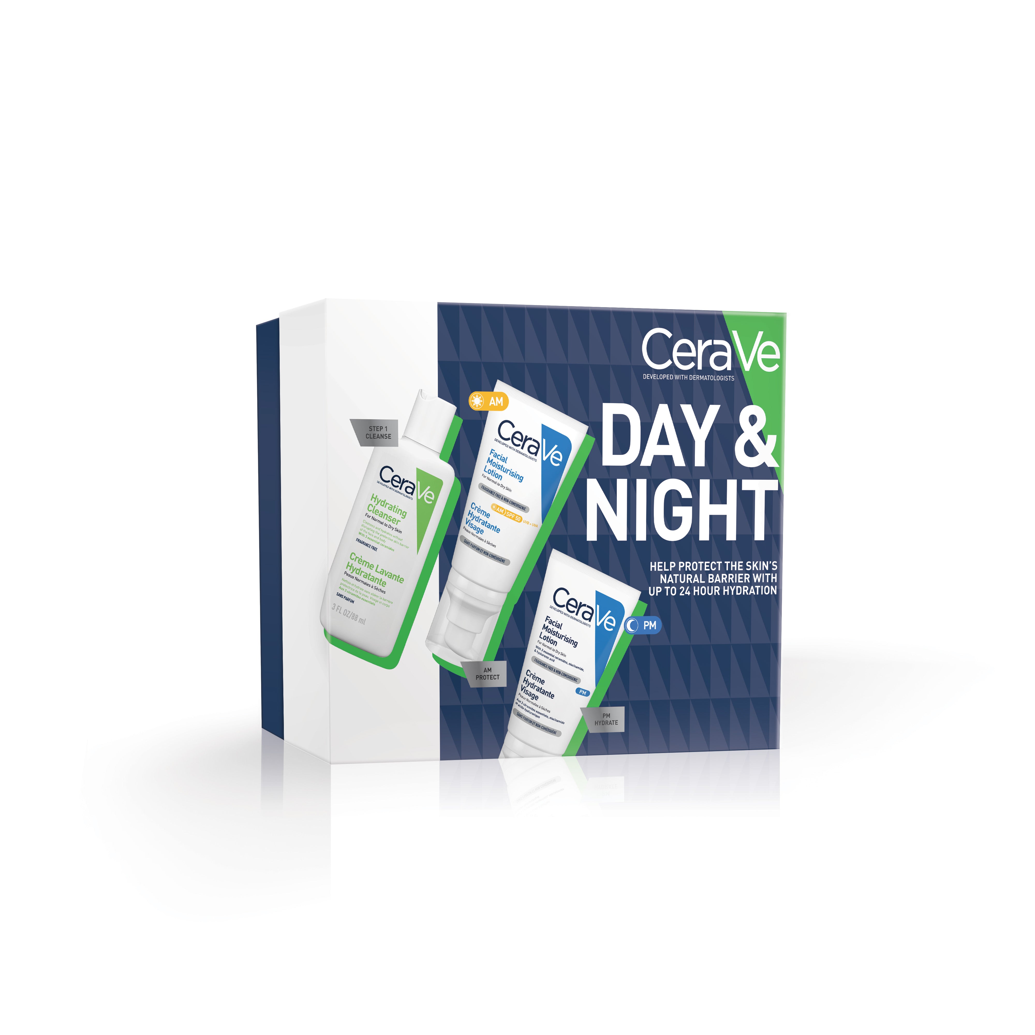 Cerave Set CeraVe Day and Night Gift Set - Complete Skincare Routine with SPF 50