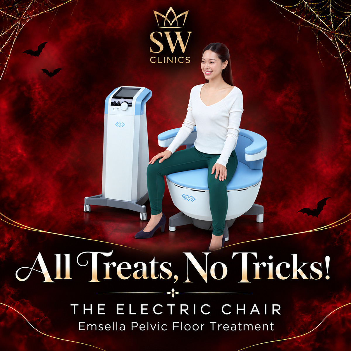 Halloween Exclusive: The Electric Chair Emsella Pelvic Floor Treatment Course of 6 (save €401)