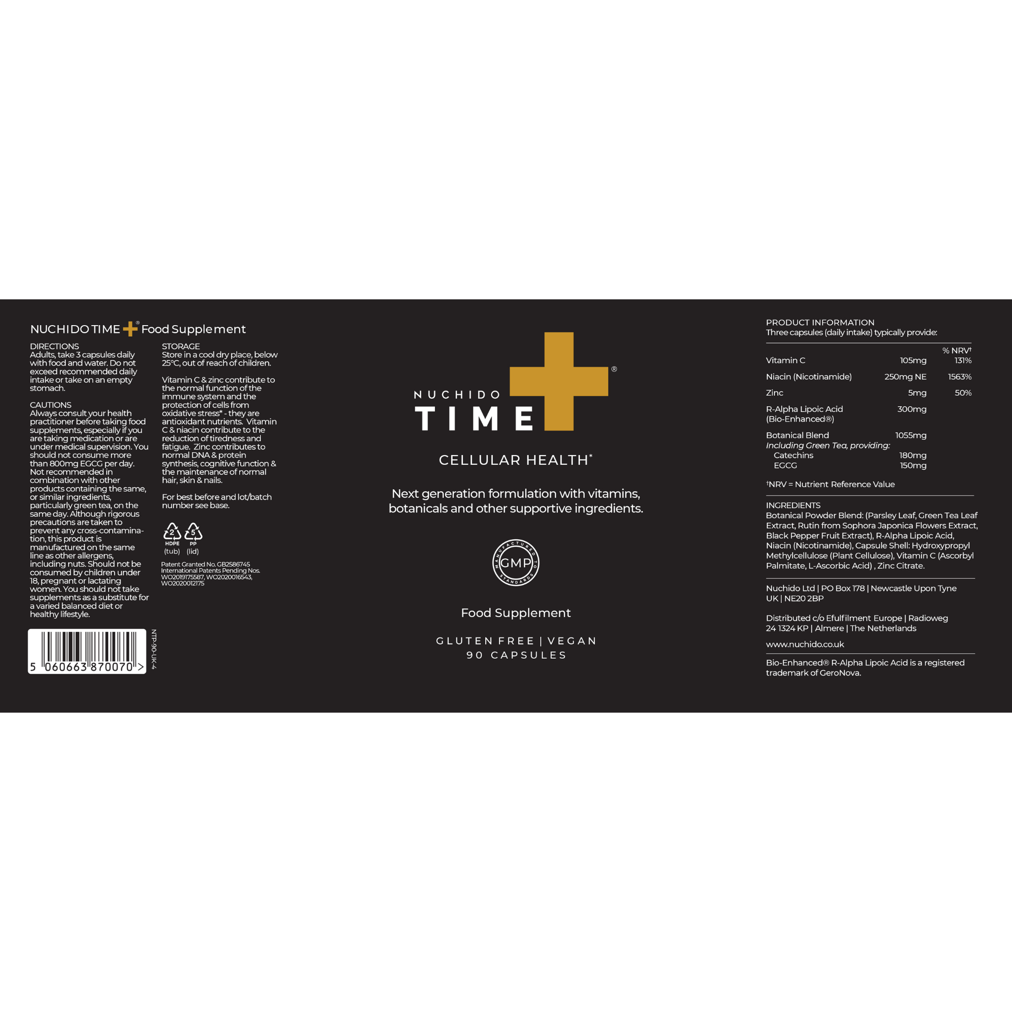 Nuchido TIME+™ NAD+ Supplement (90 Capsules, 3 daily)