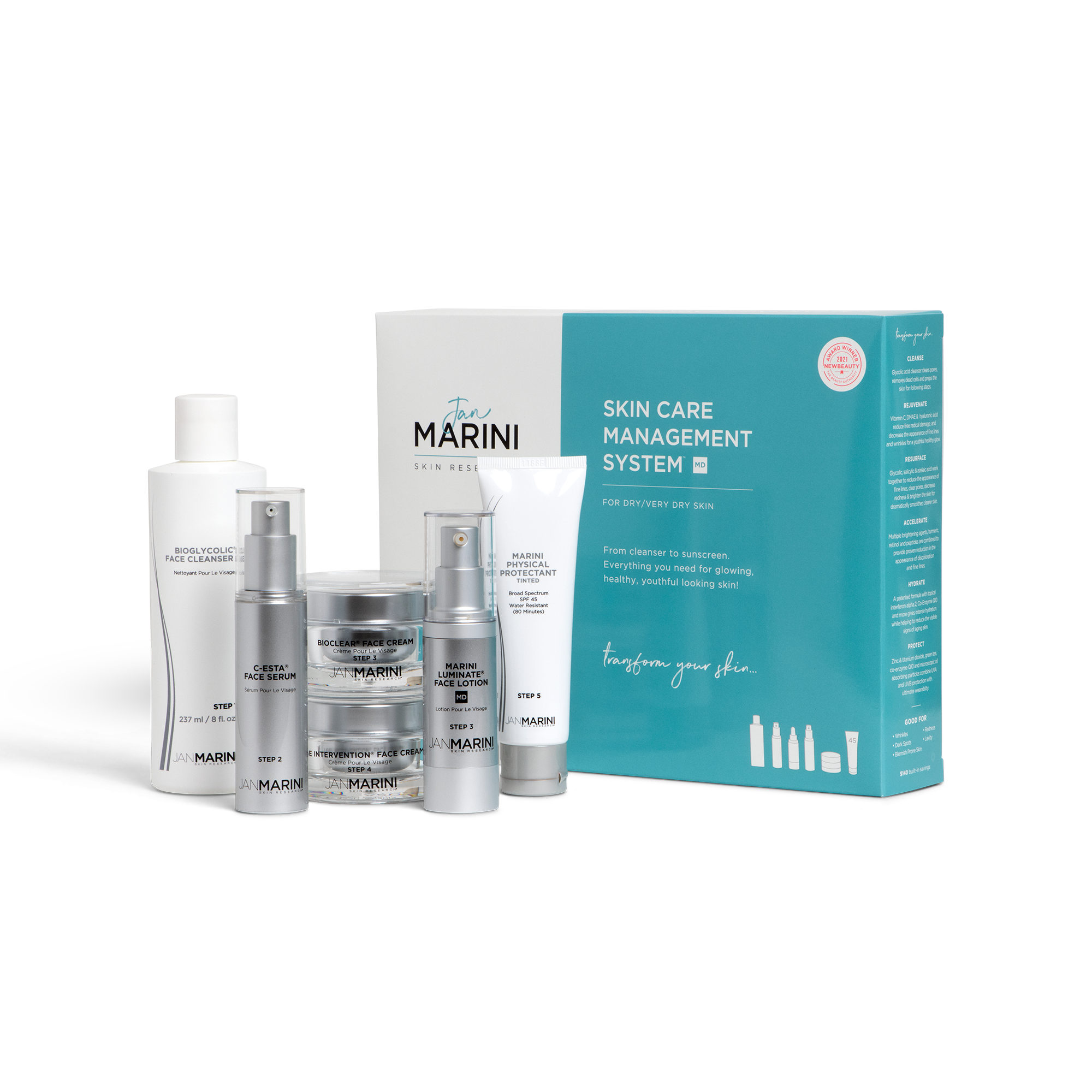 Jan Marini A Skin Care Management System - MD Dry/Very Dry with Marini Physical Protectant SPF 45 Tinted